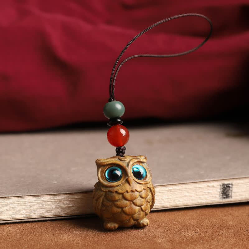 Buddha Stones Groene sandelhouten uil Serenity handgesneden gevlochten Sleutelhangers - Hangende decoratie - Groene sandelhout (Rustige energie ♥ Spiritueel evenwicht) - image 9