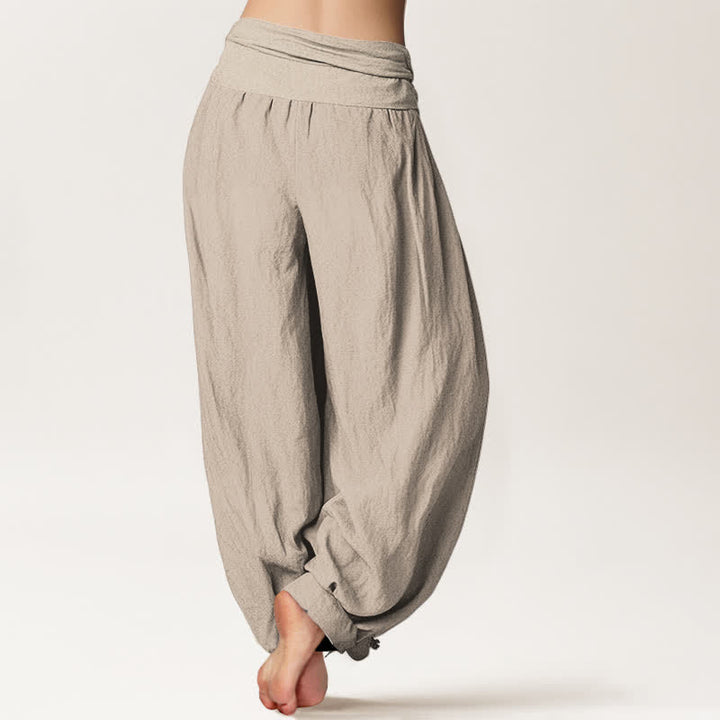 Buddha Stones Harembroek voor dames met elastische Taille en paardenbloemzaadjesprint , 100% Cotton. - image 15