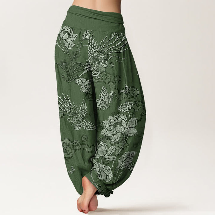 Buddha Stones Dames harembroek met elastische Taille en lotusbloemmotief - image 1