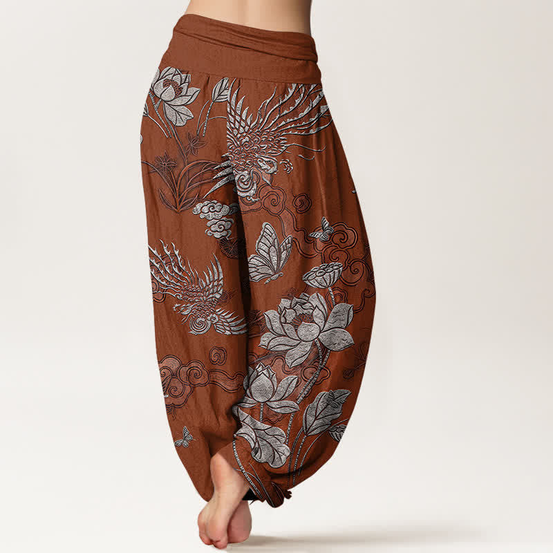 Buddha Stones Dames harembroek met elastische Taille en lotusbloemmotief - image 9