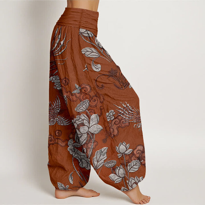 Buddha Stones Dames harembroek met elastische Taille en lotusbloemmotief - image 10