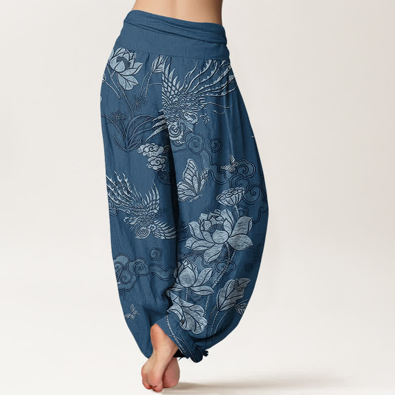 Buddha Stones Dames harembroek met elastische Taille en lotusbloemmotief - image 6