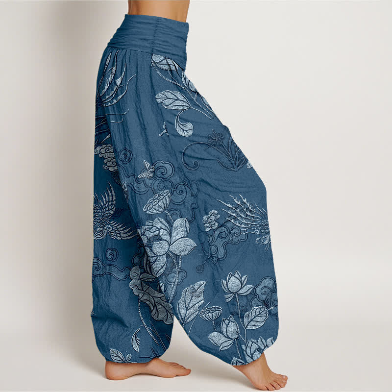 Buddha Stones Dames harembroek met elastische Taille en lotusbloemmotief - image 7