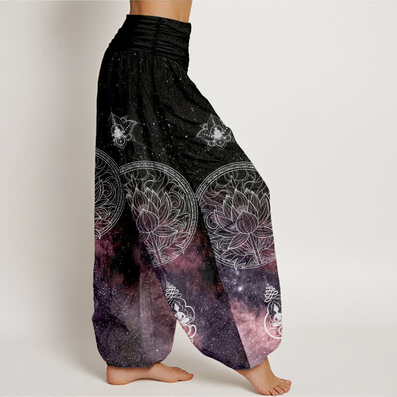 Buddha Stones Dames harembroek met elastische Taille en hemels lotusmandala-patroon - image 7