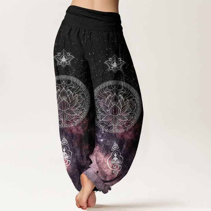 Buddha Stones Dames harembroek met elastische Taille en hemels lotusmandala-patroon - image 6