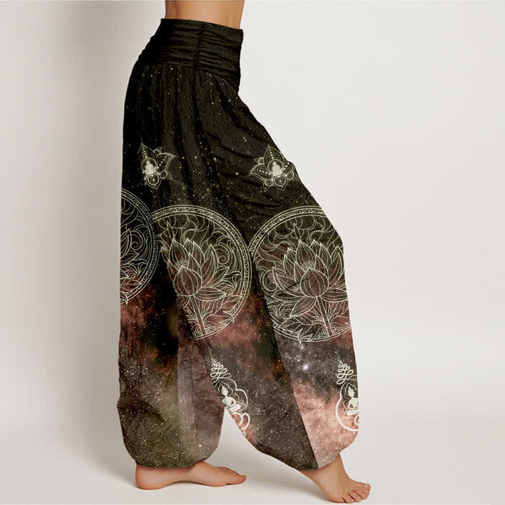 Buddha Stones Dames harembroek met elastische Taille en hemels lotusmandala-patroon - image 10