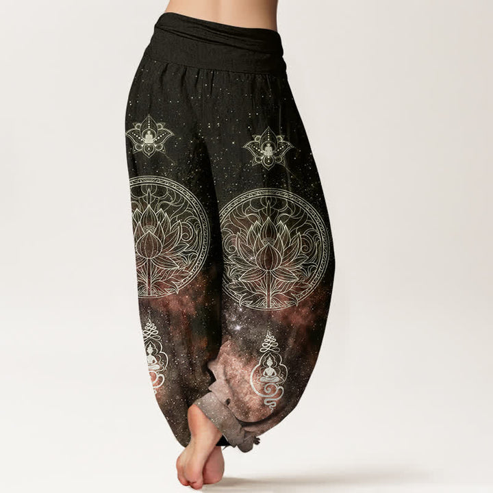 Buddha Stones Dames harembroek met elastische Taille en hemels lotusmandala-patroon - image 9