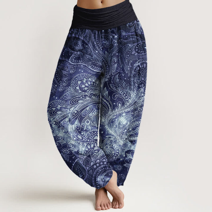 Buddha Stones Elegante damesharembroek van 100% Cotton met paisleyprint en elastische Taille . - Marine - US16, UK/AU20, EU48 (3XL) - image 0