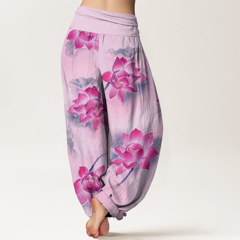 Buddha Stones Dames harembroek met elastische Taille en lotusbloemmotief - image 6