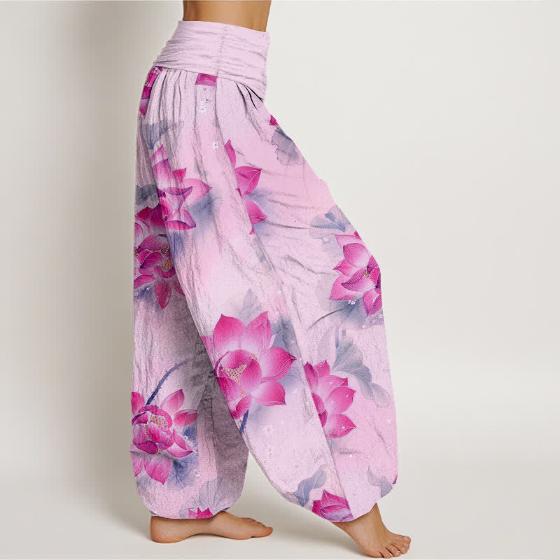 Buddha Stones Dames harembroek met elastische Taille en lotusbloemmotief - image 7