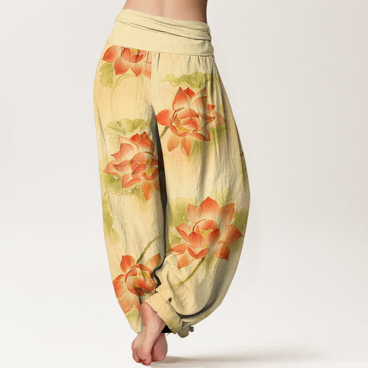 Buddha Stones Dames harembroek met elastische Taille en lotusbloemmotief - image 9