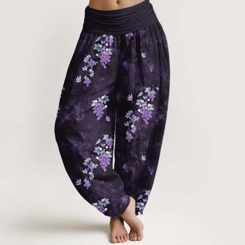 Buddha Stones Dames harembroek met elastische Taille en vintage print van katoenen druivenranken. - Indigo - US16, UK/AU20, EU48 (3XL) - image 8
