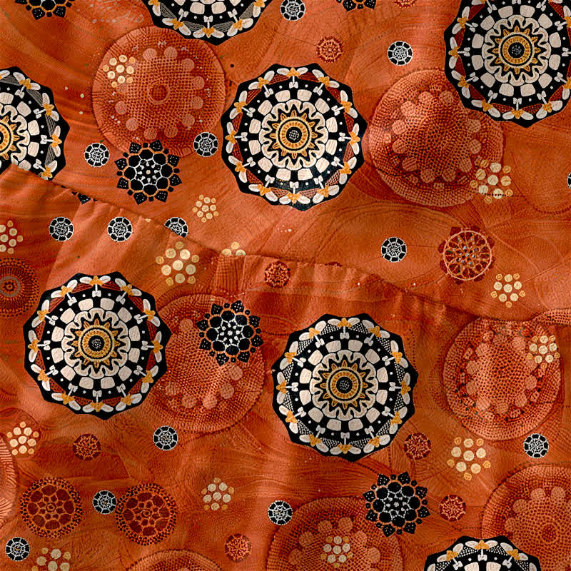 Buddha Stones Zomerse casual Midi -jurk voor dames met mandala-medaillonpatroon, Mouwloos en met Zakken. - image 1