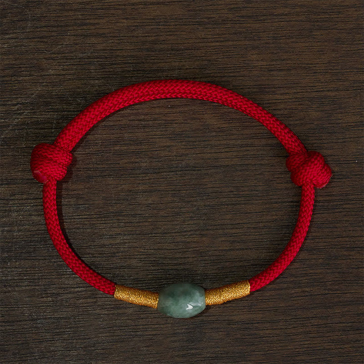 Buddha Stones Armband met jade kralen en rood koord - image 4