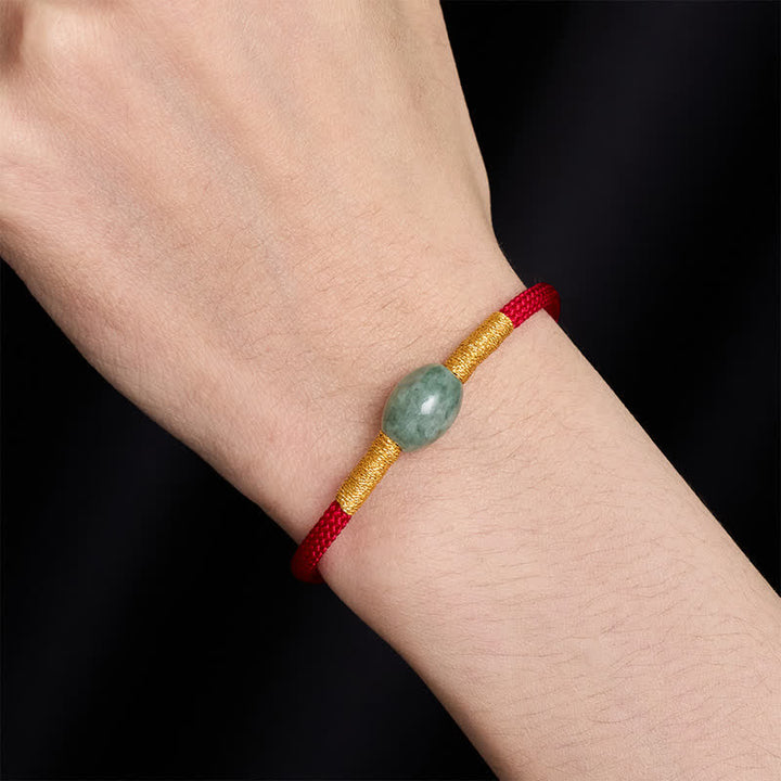 Buddha Stones Armband met jade kralen en rood koord - image 7