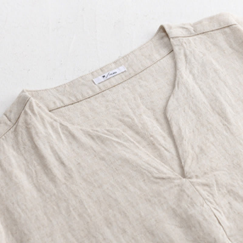 Buddha Stones Minimalistische zomerse T-shirts met V-hals en Korte mouw voor heren - image 1