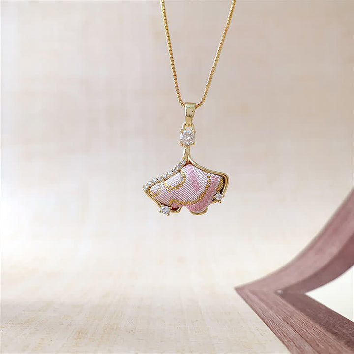 Buddha Stones Song Brocade Copper Shell Heart Ginkgo Leaf Luck Ketting - Ginkgoblad (zelfde kleurtint – patroon varieert) - image 9