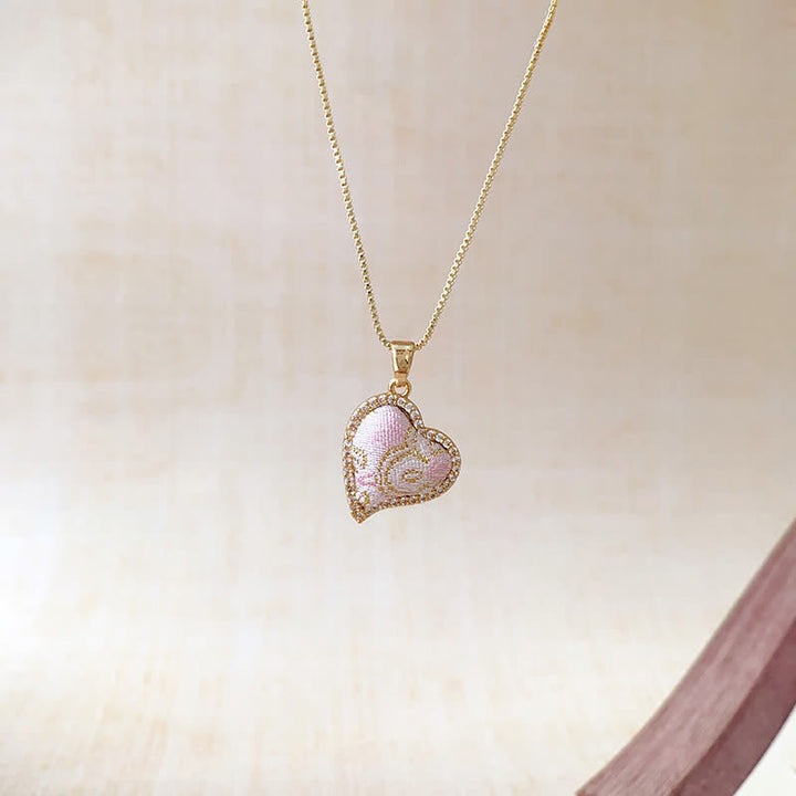 Buddha Stones Song Brocade Copper Shell Heart Ginkgo Leaf Luck Ketting - Hart (zelfde kleurtint – patroon varieert) - image 8