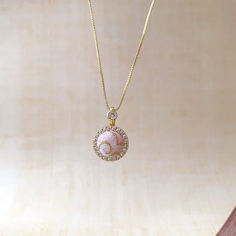 Buddha Stones Song Brocade Copper Shell Heart Ginkgo Leaf Luck Ketting - Draaiend rond (zelfde kleurtint – patroon varieert) - image 7