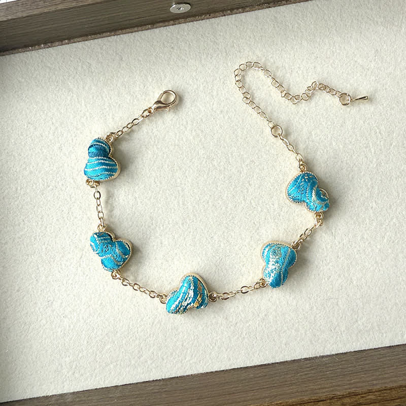 Buddha Stones Song Brocade Copper Gourd Blessing Gold Tone Armband - Blauw (zelfde kleurtint – patroon varieert) - image 8