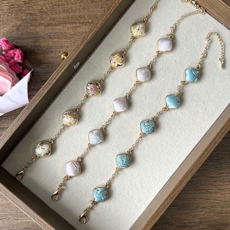 Buddha Stones Koperkleurige Armband met brokaat vierkant, vintage elegantie - image 12