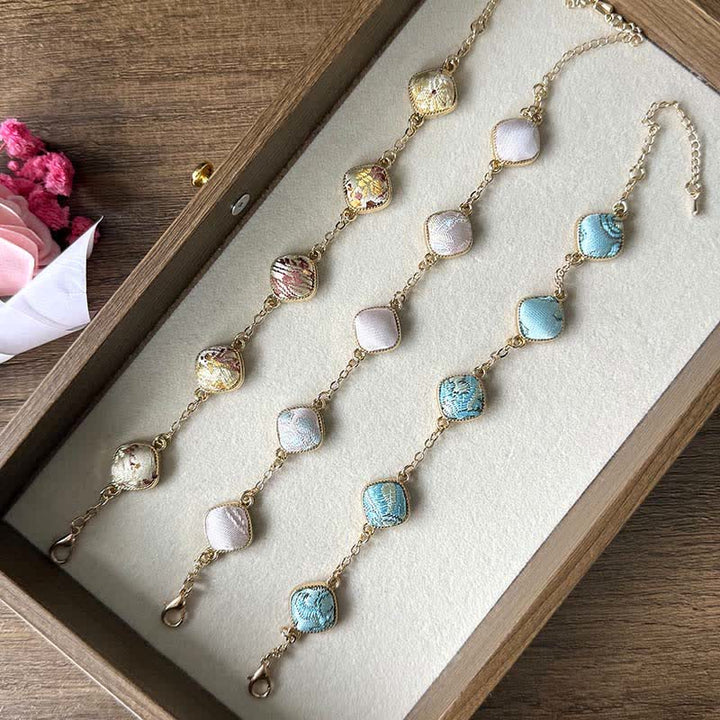 Buddha Stones Koperkleurige Armband met brokaat vierkant, vintage elegantie - image 12