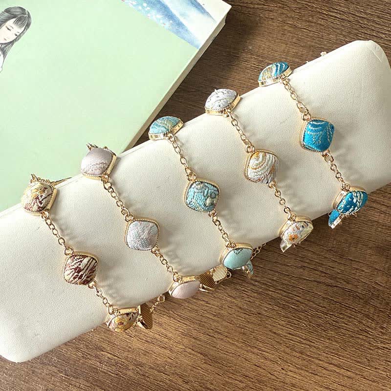 Buddha Stones Koperkleurige Armband met brokaat vierkant, vintage elegantie - image 11