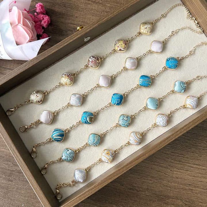 Buddha Stones Koperkleurige Armband met brokaat vierkant, vintage elegantie - image 13