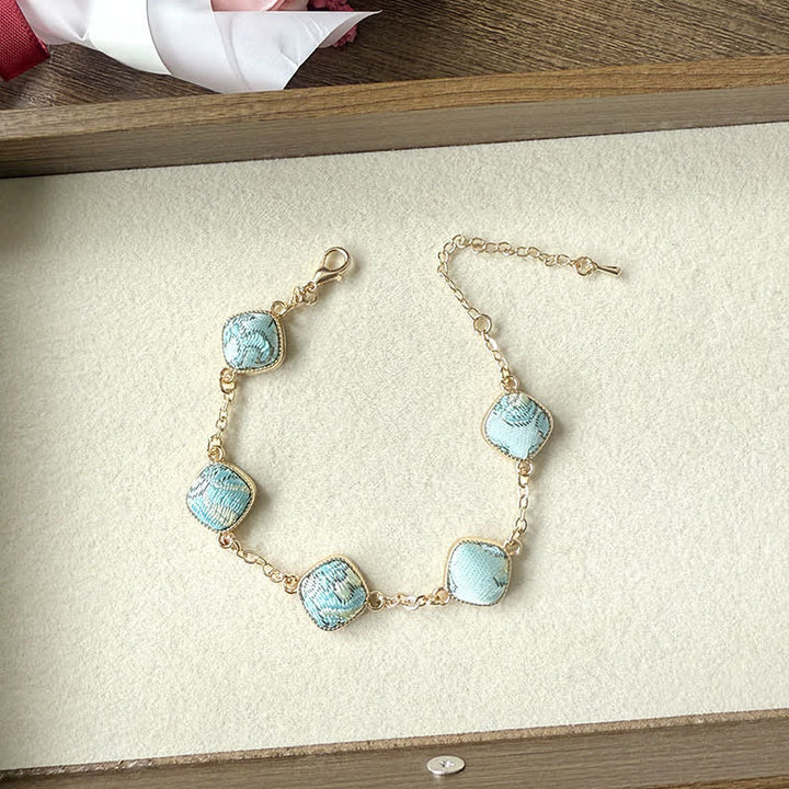 Buddha Stones Koperkleurige Armband met brokaat vierkant, vintage elegantie - image 6