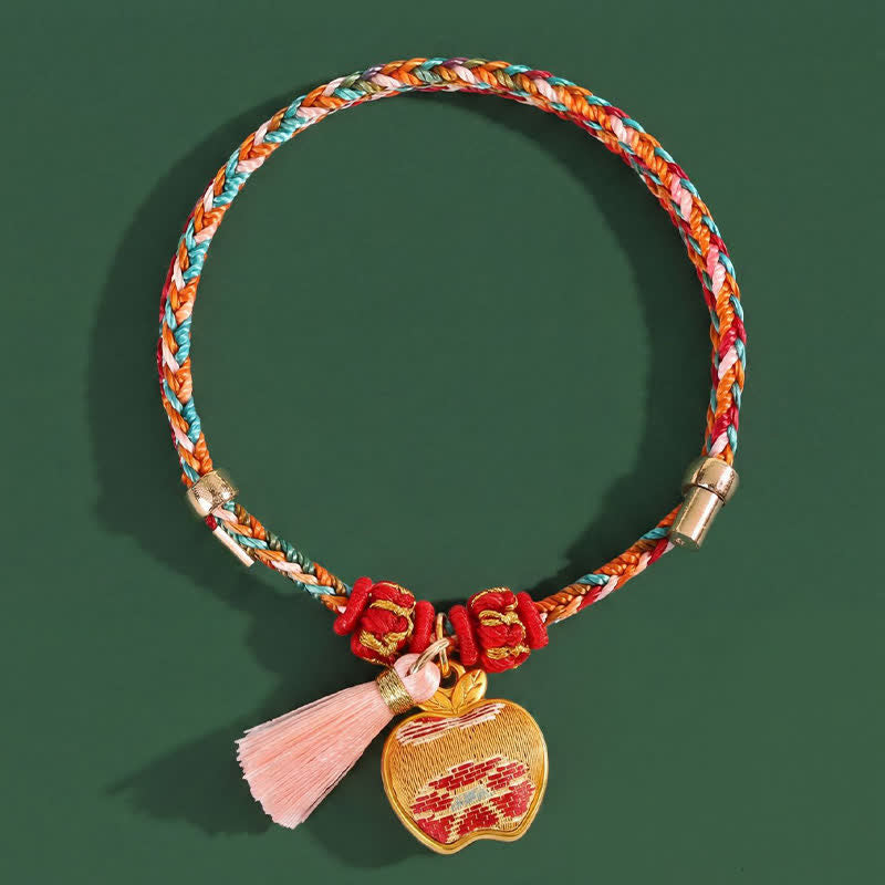 Buddha Stones Handgeweven vijfkleurige appel geldzak kalebas Chinese slot bedeltje Armband - image 11