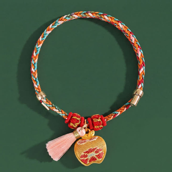 Buddha Stones Handgeweven vijfkleurige appel geldzak kalebas Chinese slot bedeltje Armband - image 11