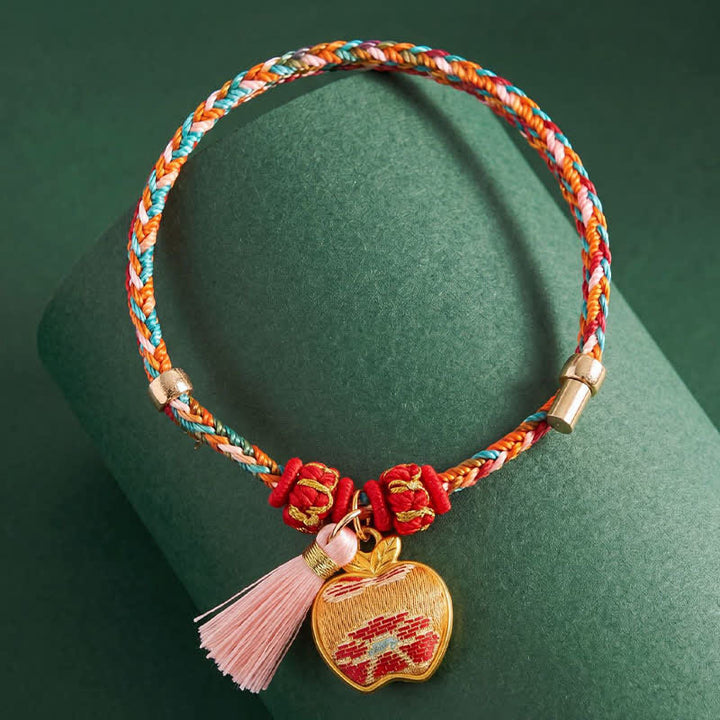 Buddha Stones Handgeweven vijfkleurige appel geldzak kalebas Chinese slot bedeltje Armband - image 8