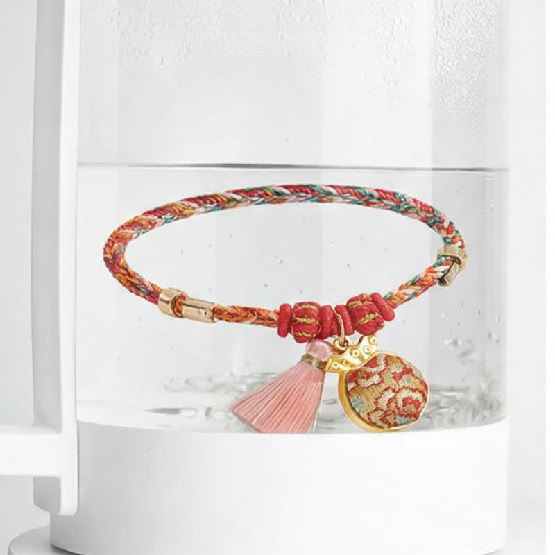 Buddha Stones Handgeweven vijfkleurige appel geldzak kalebas Chinese slot bedeltje Armband - image 32