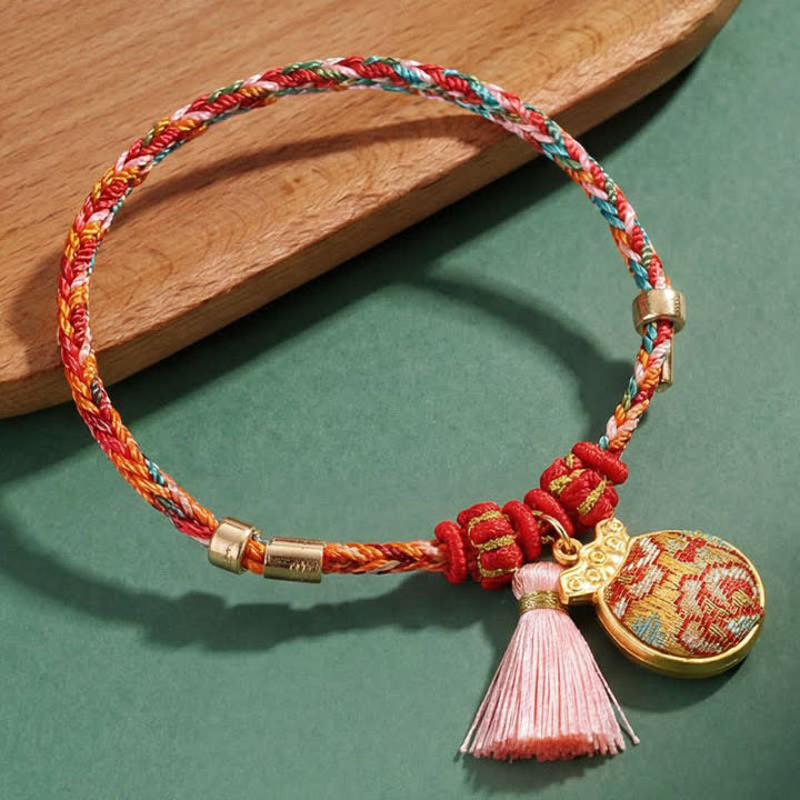 Buddha Stones Handgeweven vijfkleurige appel geldzak kalebas Chinese slot bedeltje Armband - image 18