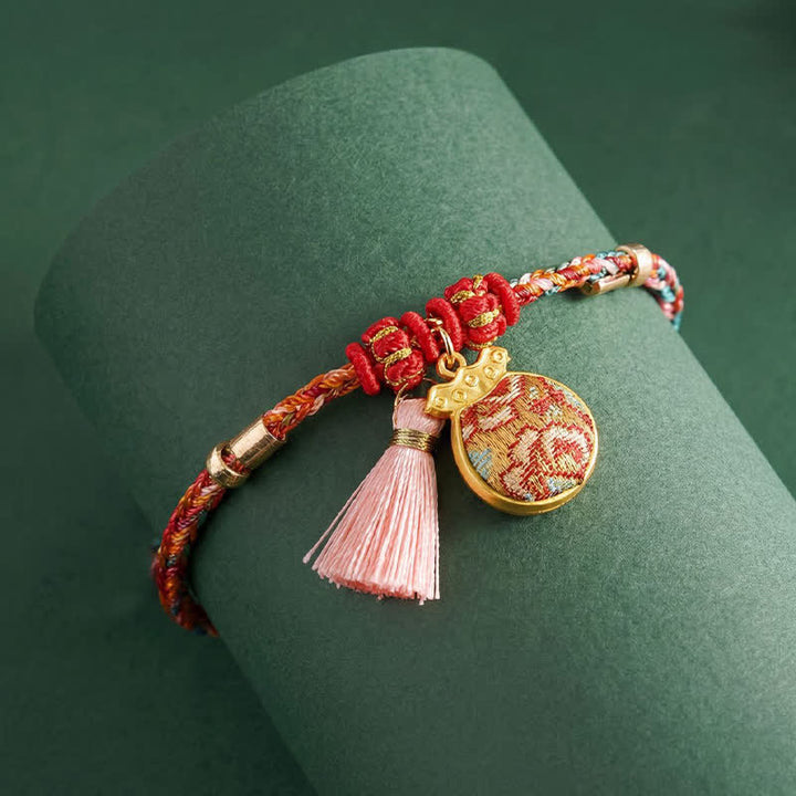 Buddha Stones Handgeweven vijfkleurige appel geldzak kalebas Chinese slot bedeltje Armband - image 23