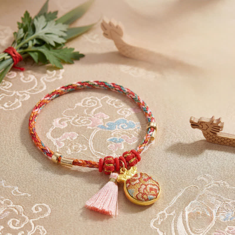 Buddha Stones Handgeweven vijfkleurige appel geldzak kalebas Chinese slot bedeltje Armband - image 26