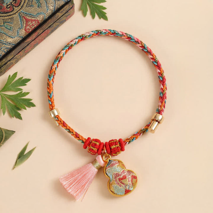 Buddha Stones Handgeweven vijfkleurige appel geldzak kalebas Chinese slot bedeltje Armband - Kalebas (zelfde kleurtint – patroon varieert) - image 33
