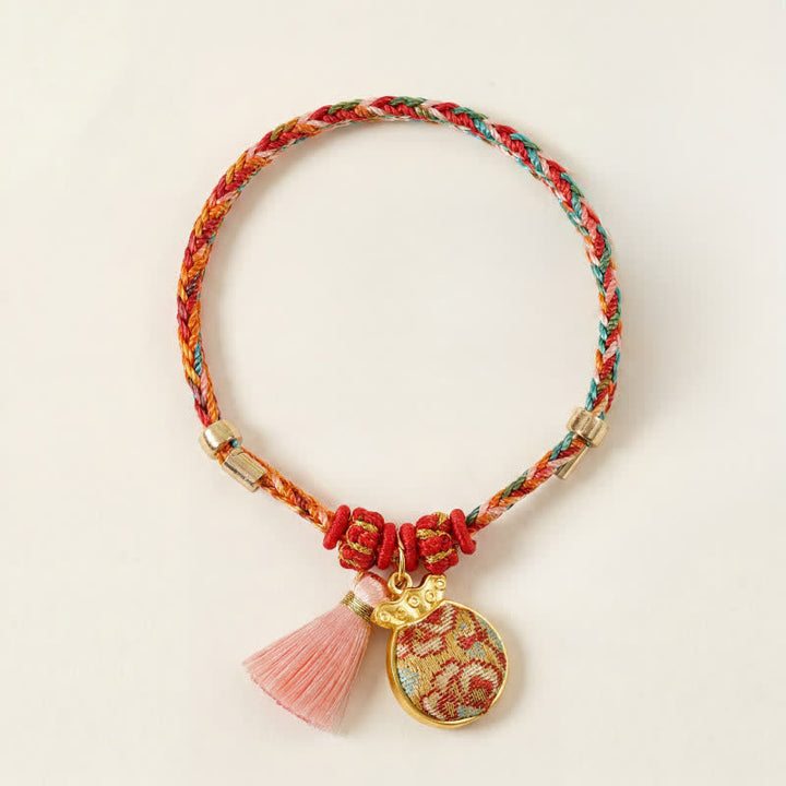 Buddha Stones Handgeweven vijfkleurige appel geldzak kalebas Chinese slot bedeltje Armband - image 36