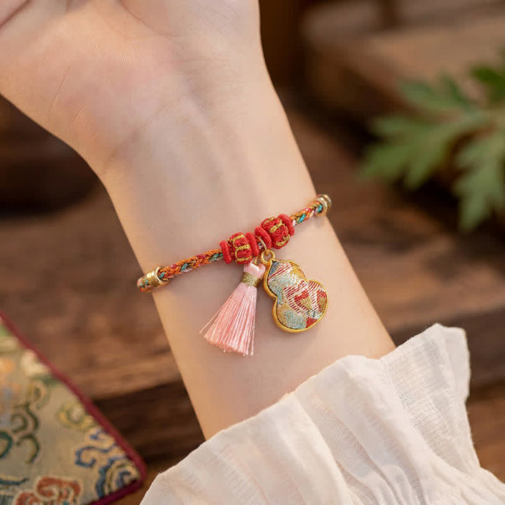 Buddha Stones Handgeweven vijfkleurige appel geldzak kalebas Chinese slot bedeltje Armband - image 37