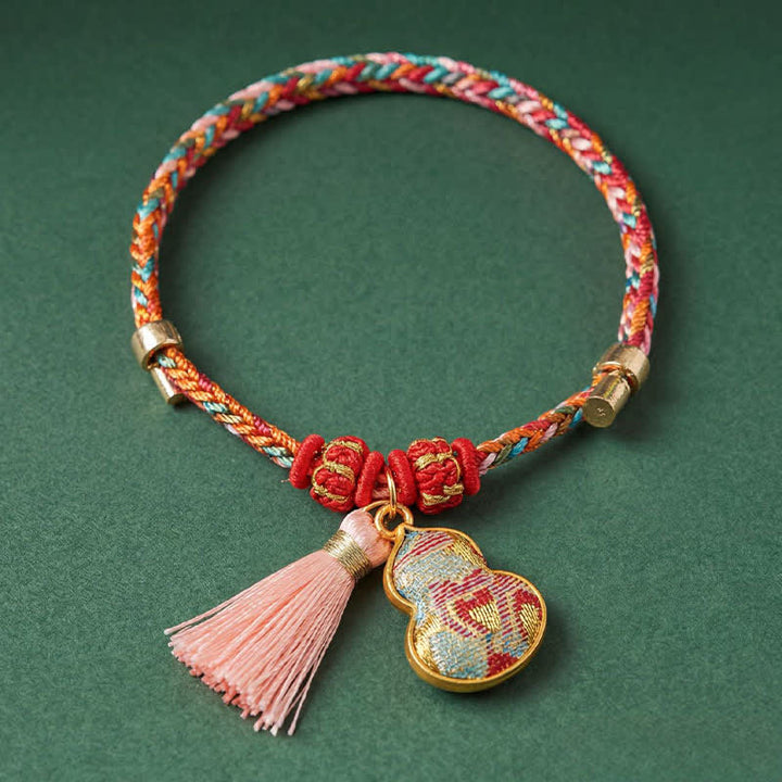 Buddha Stones Handgeweven vijfkleurige appel geldzak kalebas Chinese slot bedeltje Armband - image 41