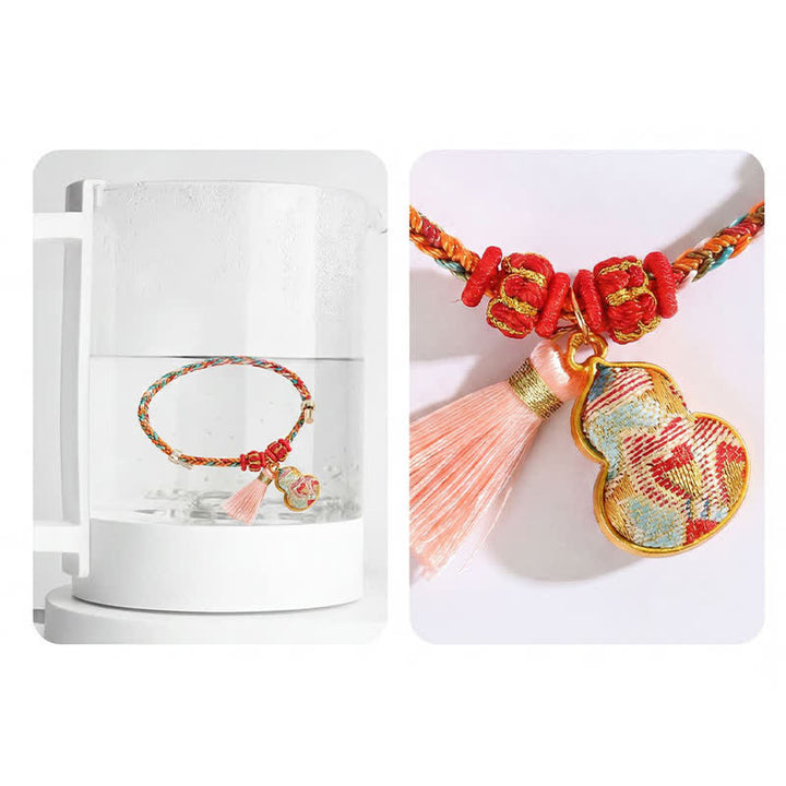 Buddha Stones Handgeweven vijfkleurige appel geldzak kalebas Chinese slot bedeltje Armband - image 49