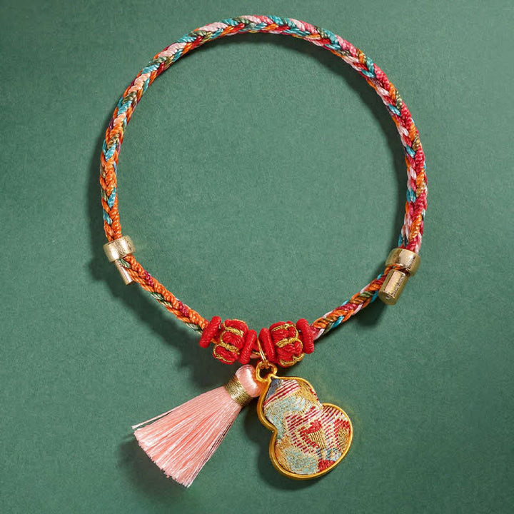 Buddha Stones Handgeweven vijfkleurige appel geldzak kalebas Chinese slot bedeltje Armband - image 39