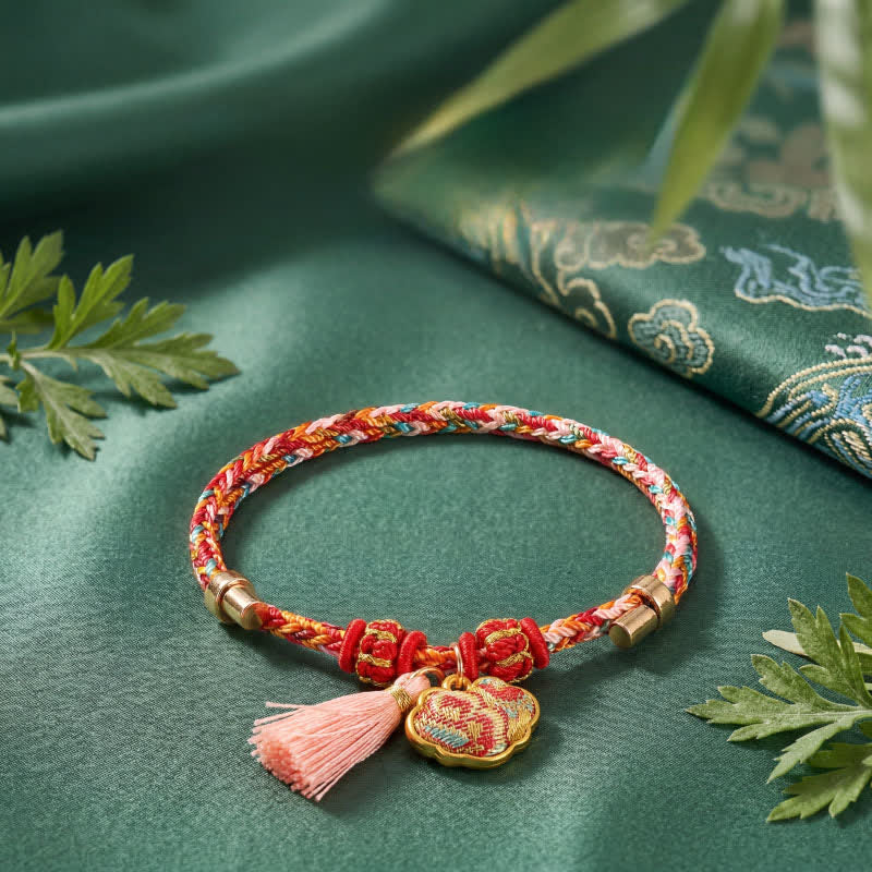Buddha Stones Handgeweven vijfkleurige appel geldzak kalebas Chinese slot bedeltje Armband - image 42