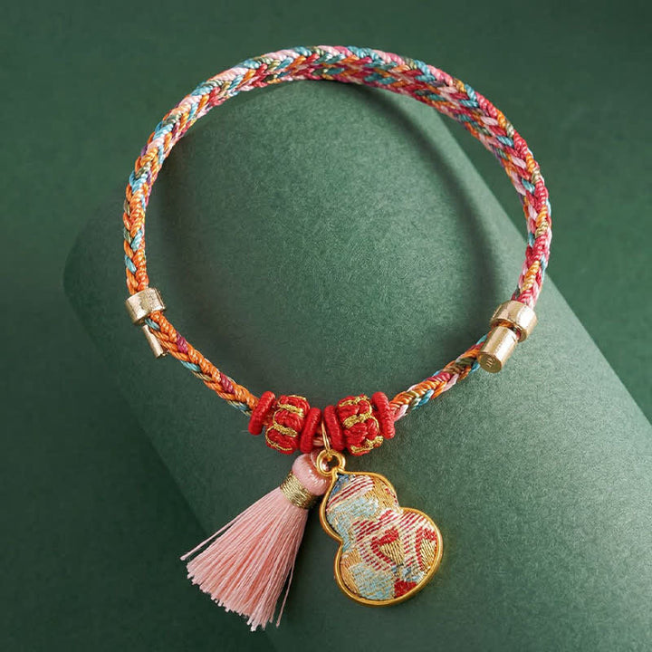 Buddha Stones Handgeweven vijfkleurige appel geldzak kalebas Chinese slot bedeltje Armband - image 40