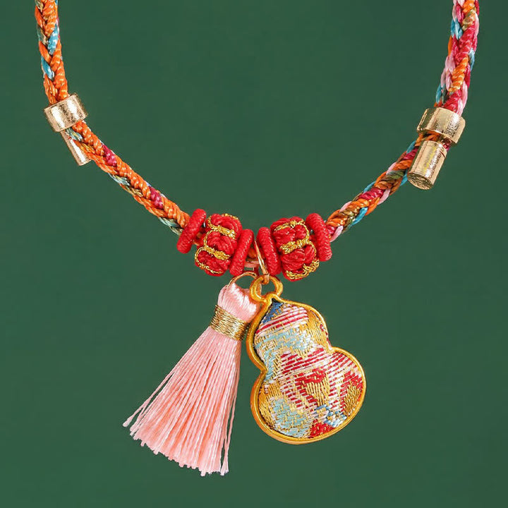 Buddha Stones Handgeweven vijfkleurige appel geldzak kalebas Chinese slot bedeltje Armband - image 38
