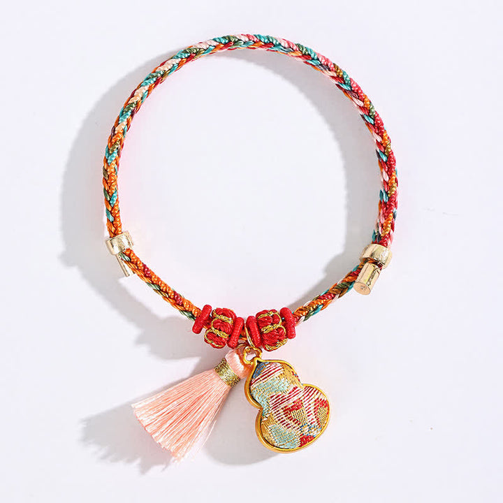 Buddha Stones Handgeweven vijfkleurige appel geldzak kalebas Chinese slot bedeltje Armband - image 45