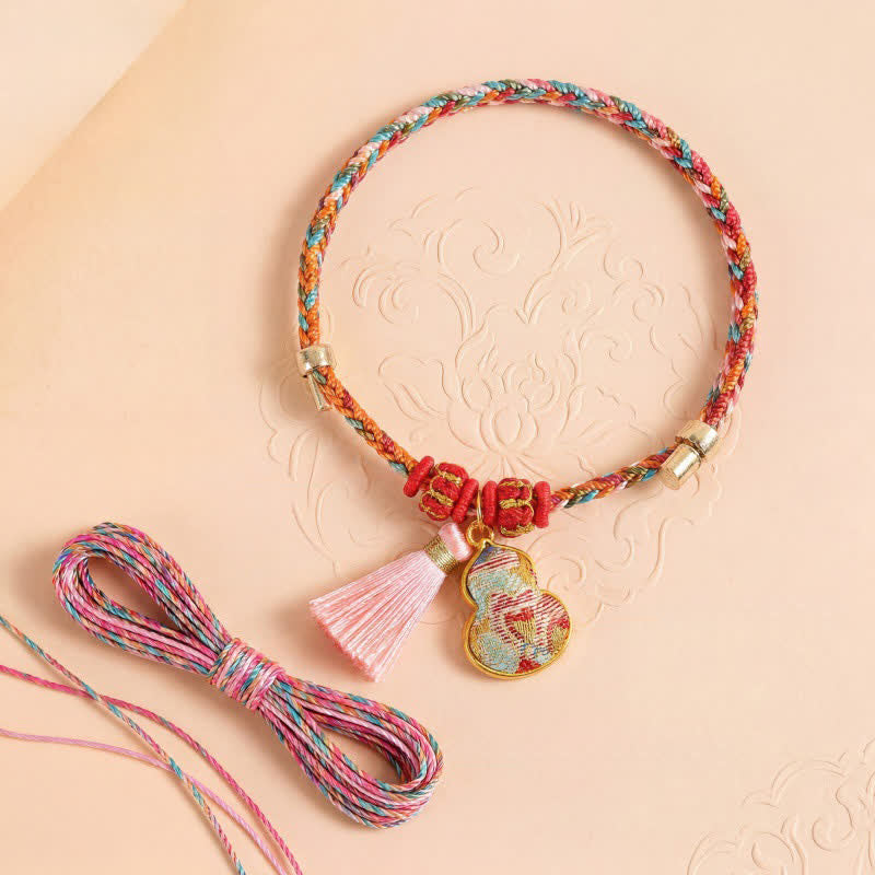 Buddha Stones Handgeweven vijfkleurige appel geldzak kalebas Chinese slot bedeltje Armband - image 35
