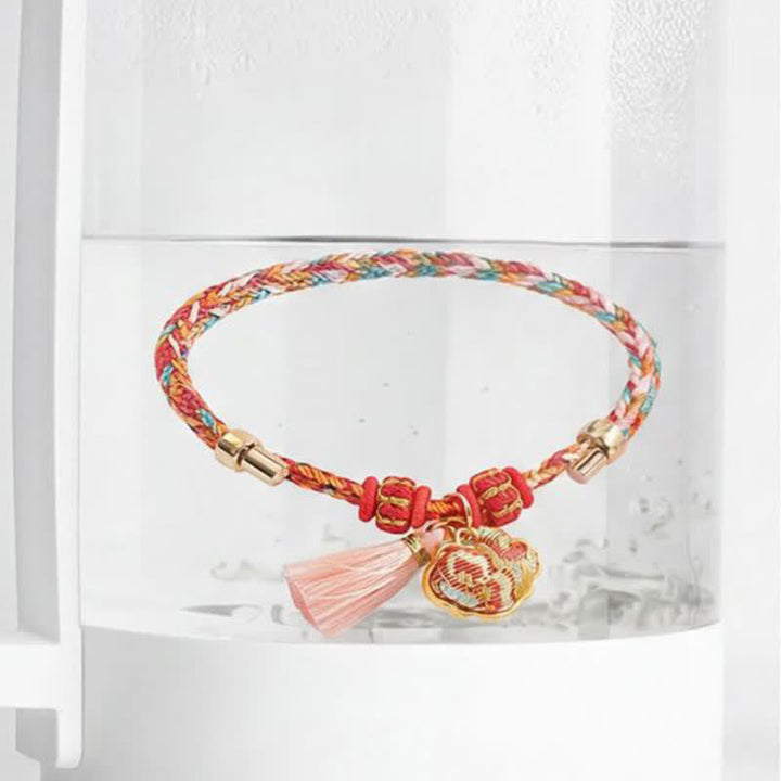 Buddha Stones Handgeweven vijfkleurige appel geldzak kalebas Chinese slot bedeltje Armband - image 67