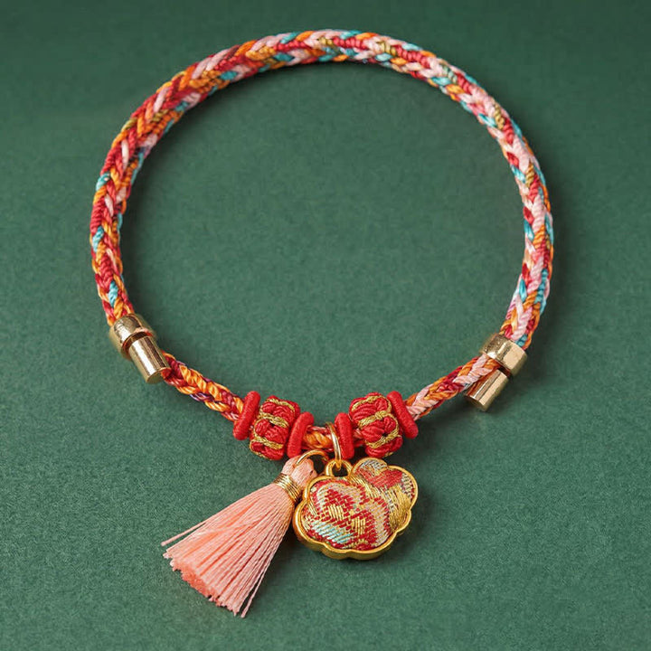 Buddha Stones Handgeweven vijfkleurige appel geldzak kalebas Chinese slot bedeltje Armband - image 59