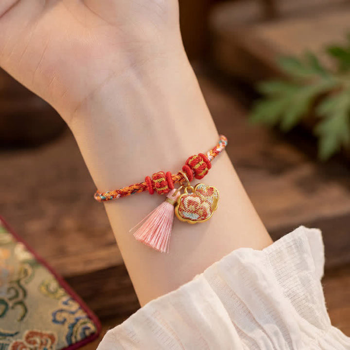 Buddha Stones Handgeweven vijfkleurige appel geldzak kalebas Chinese slot bedeltje Armband - image 55